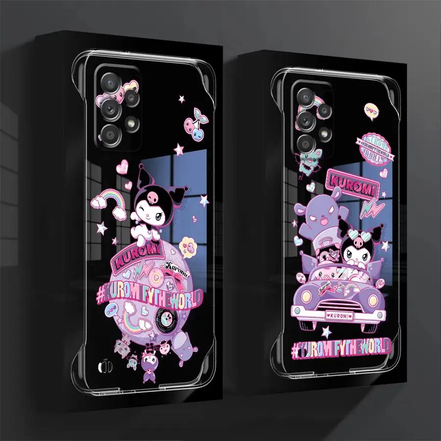 Prípad pre Samsung Galaxy A54 A52 A53 A34 A13 A23 A33 A51 A24 A14 A15 A52S Clear Silikone Funda Cover Cover Cute Cartoon Kuromi