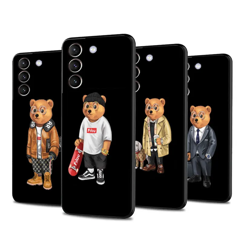 Prípad pre Samsung Galaxy S20 S22 S21 Fe S10 S9 Plus S8 Poznámka 20 Ultra 10 plus mäkký telefón luxusný značky medveďov medveď