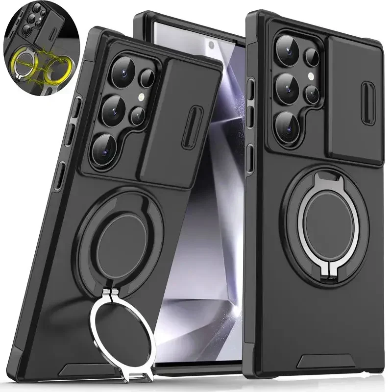 Prípad pre Samsung Galaxy S25 S24 S23 S22 S21 Ultra Plus S24FE S23FE Slide Camera Ochrana Magnetic Držiteľ Armor SOCPORPPORPPORtialiežliežliežiažiažiažialiež proti protižuiaiaia proti protihodžve proti protihodveia proti protihodrelu