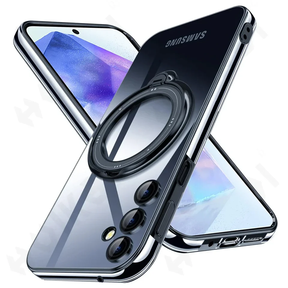 Prípad pre Samsung Galaxy S25 S24 S23 Ultra Plus Fe A55 A35 A56 A36 5G Magsafe Transparent Ring Wireless Wireless Magnetický kryt