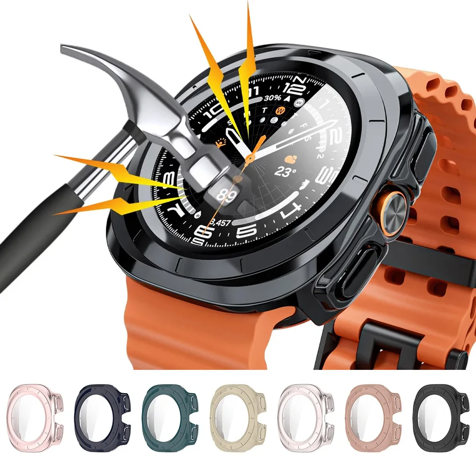 Prípad pre Samsung Galaxy Watch Ultra 47 mm príslušenstvo Temperované sklenené chránič Obrazovky tvrdý PC Bumper Gumper Galaxy Watch 7 Ultra Cover