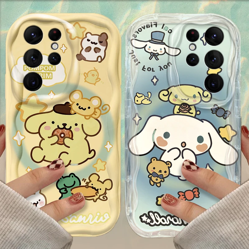 Prípad pre samsung S24 Ultra Silicoe Telefon Case pre Samsung Galaxy S23 S22 plus S21 S20 Fe A25 A55 A35 5G Cinnamoroll Pom Purin
