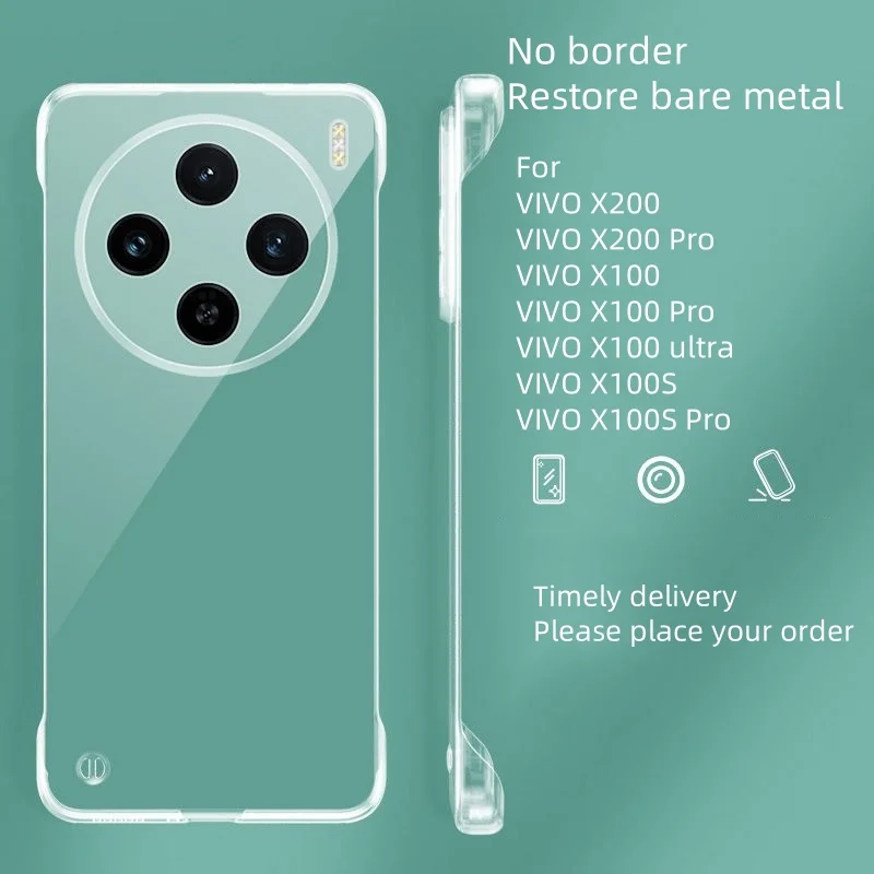 Prípad pre Vivo X200 100 Pro 100 Ultra Transparent bezrámový kryt tvrdého plášťa pre Vivo X 200 Pro 100S Pro Shock odolný nárazník Funda