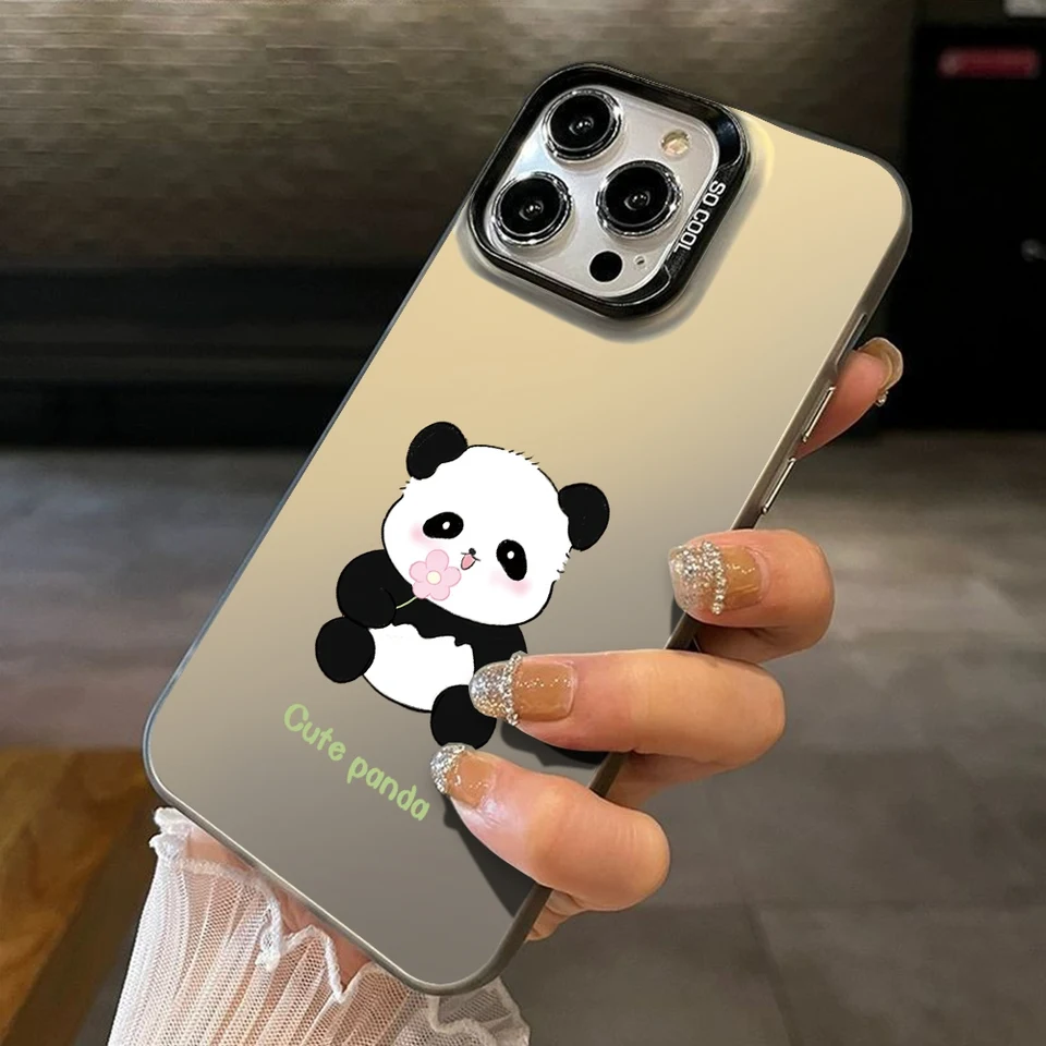 Prípad pre Vivo Y91C Y91i Y93 Y95 1820 2015 V30E V17 V2026 V2029 S1 Pro Cute Panda Cover Vivo1811 1816 1920 1906 IMD PLATING