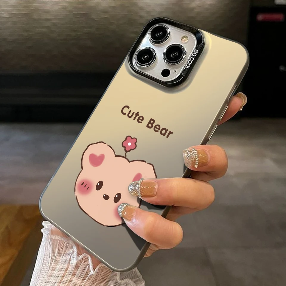 Prípad pre Vivo Y91C Y91i Y93 Y95 1820 2015 V30E V17 V2026 V2029 S1 Pro Cute Rabbit Bear Cover Cover Vivo1811 1816 1920 1906 IMD PLATING