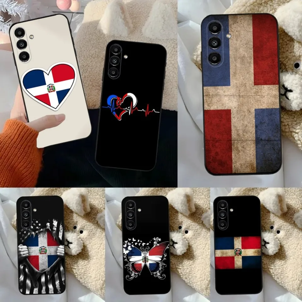 Prípad telefónu Dominikánska republika pre Samsung S24,23,22,30,21,10,9, Ultra, Plus, Lite, Fe, 5G Black Soft Case Case