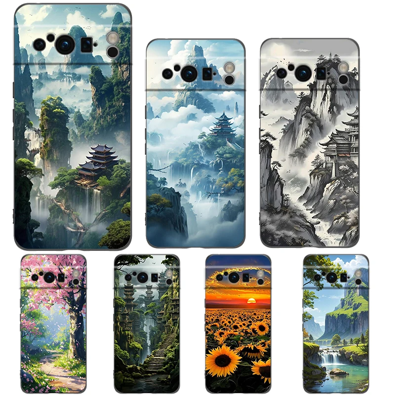 Prípad telefónu na šírku pre Google Pixel 8 7 6 Pro 8a 6a 7a 5g Soft Silikone Shockproof TPU Black Cover Fundas