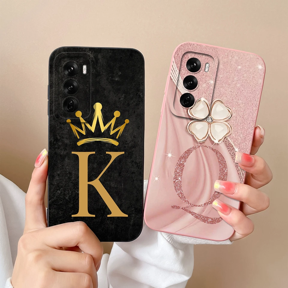 Prípad telefónu pre OPPO Reno12 Pro 5G CAPA Fashion A TO Z Písmeno Smooth Liquid Ochranné obaly pre OPPO Reno 12 12Pro Fundas