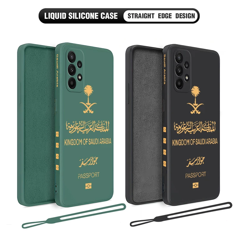 Prípad telefónu v Saudskej Arábii Passport pre OnePlus Nord 3 2 9R 9 8T 8 7t Pro 6 5G kvapalný silikónový kryt s ručným popruhom