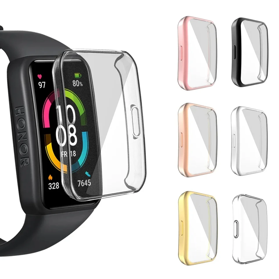 Prípady chránenia na celej obrazovke pre česť Band 6 Watch Case Soft TPU Ochranný kryt pre Huawei Band 6