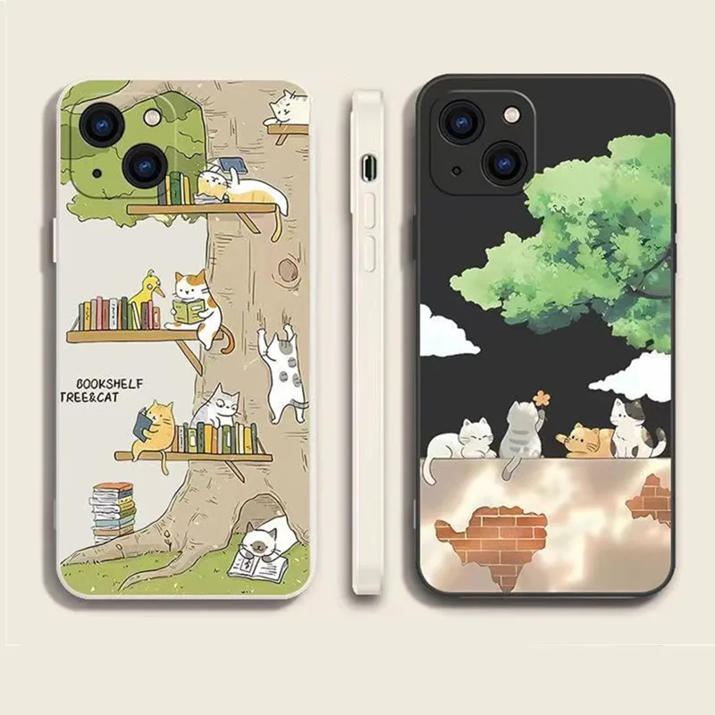 Prípady pre Samsung Galaxy S24 S23 S22 S21 Ultra Plus Fe Note 20 A14 A34 A33 A53 A52 A54 Prípad leta Summer Cute Cats Silikone Zadný kryt