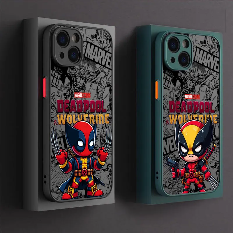 Prípady telefónov Marvel Childpool a Wolverine pre iPhone 14 15 16 Pro Covers pre Apple 11 13 Pro Max 12 Mini 7 8 16 Plus fond