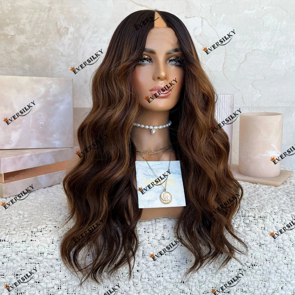 Prírodná vlna hnedá blondínka ľudské vlasy stroj vyrobený v parochni pre čierne ženy 200 hustota 1x4 v Časť ľudské vlasy parochňa