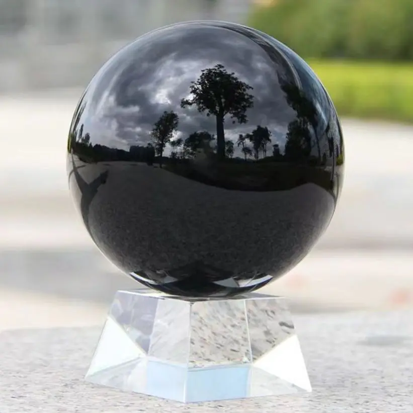 Prírodná čierna obsidiánska guľa Veľká krištáľová guľa Magic Gall Liečeb