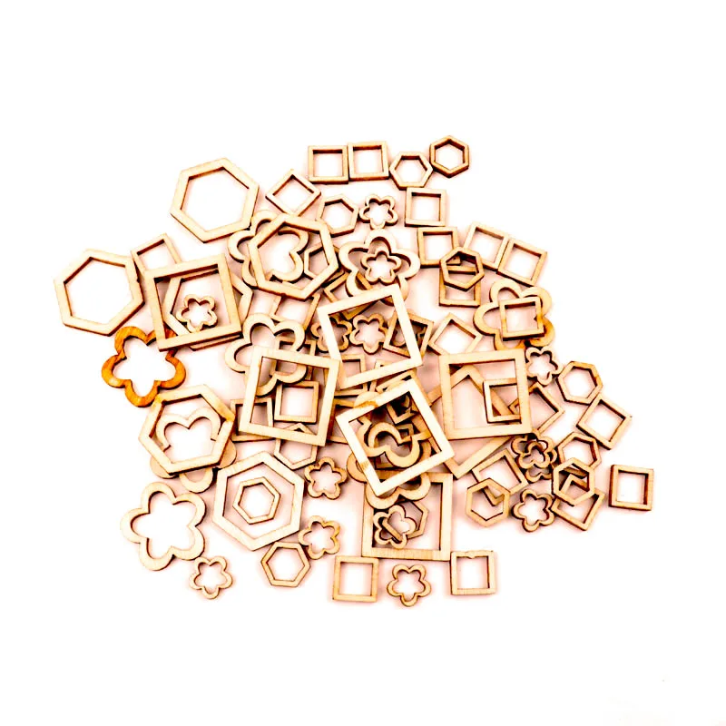 Prírodné drevené dutiny kvetiny Ručne vyrobené drevené remeslá Doplnok Domáca dekorácia Scrapbookings DIY 10-30 mm 50ks MZ415
