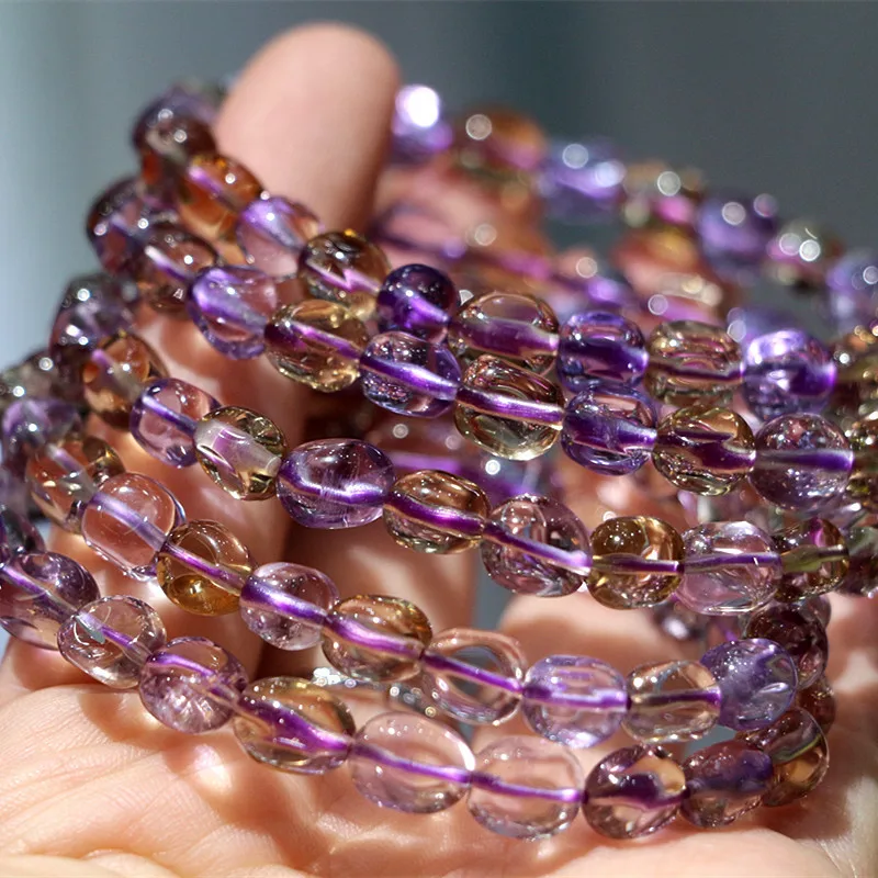 Prírodné fialové žlté ametrínové kremeňové náramok Ženy 8,3 x 9,0 mm Crystal Ametrine Clear Oval Plems Brazília AAAAA