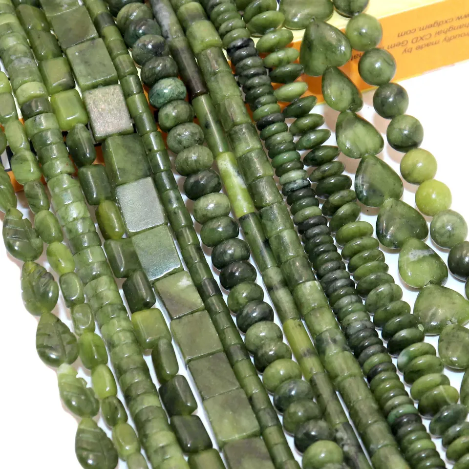 Prírodné kamene Green Canada Jades Round Faceted Square Geometrický tvar voľný šperky korálky na výrobu náramkov DIY doplnky