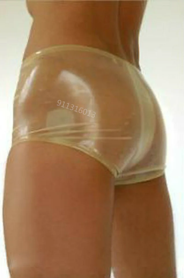 Prírodné latexové nudery skutočné latexové gumové šortky spodná bielizeň Sexy mužské spodné prádlo Transparentné