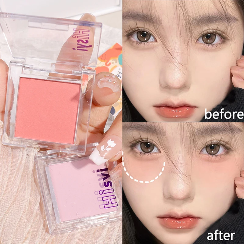 Prírodné matné červenanie palety Monochromatický ružový broskyňa rouge líce odtieň Blusher Práškový tieňový paleta tvárovej make -up kozmetika
