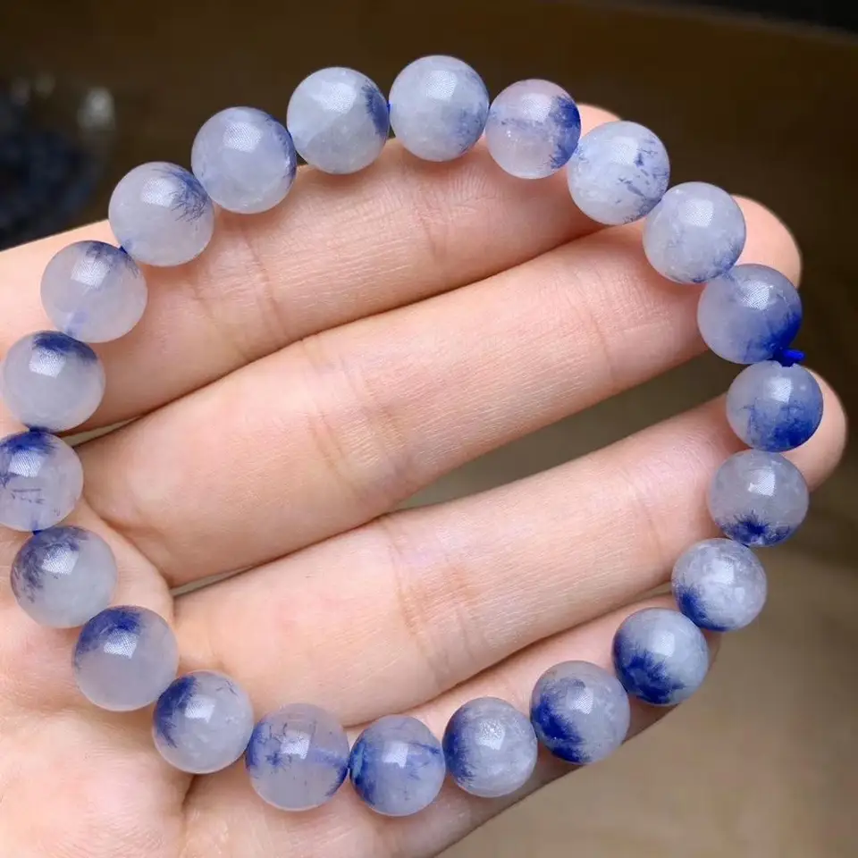 Prírodné modré dumortierite Quartz Rutilovaný náramok Dámske dámske drahokamy Čisté guľôčkové korálky náramok 7 mm 8 mm 9 mm aaaaa