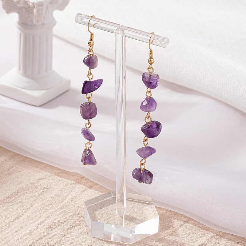 Prírodné nepravidelné surové kamenné náušnice ametysty apatite lapis Quartz pre ženy luxusné kvalitné šperky Girls Darček
