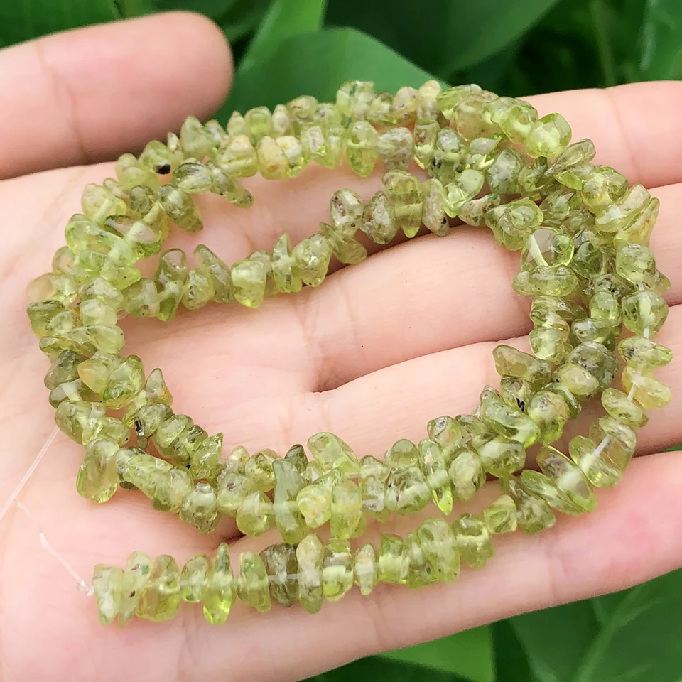 Prírodné nepravidelné zelené peridoty kamenné lupienky štrk voľné korálky pre šperky Výroby DIY náramok náhrdelníka 3-5/5-8 mm