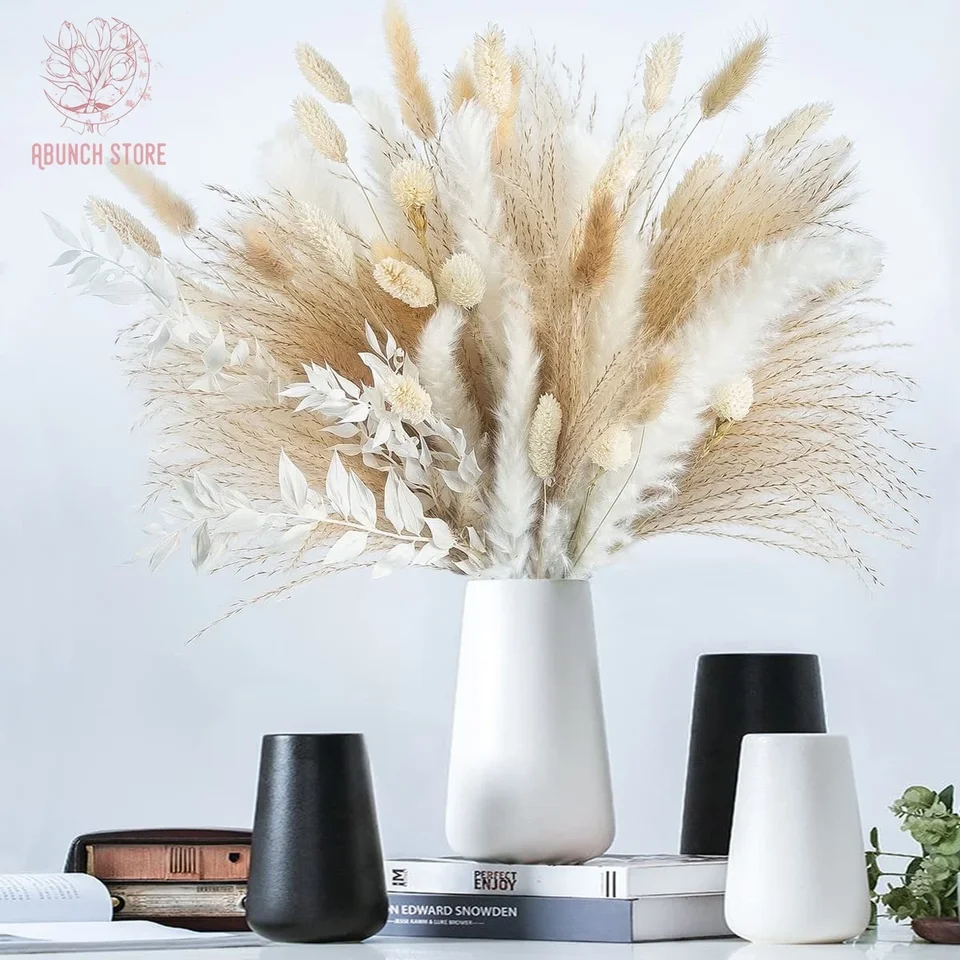 Prírodné pamply sušené kvetinové kytice boho domáce svadobné dekorácie Bunny králiky chvosty Trass Artifical Flowers Vázy dekorácie Dodávky