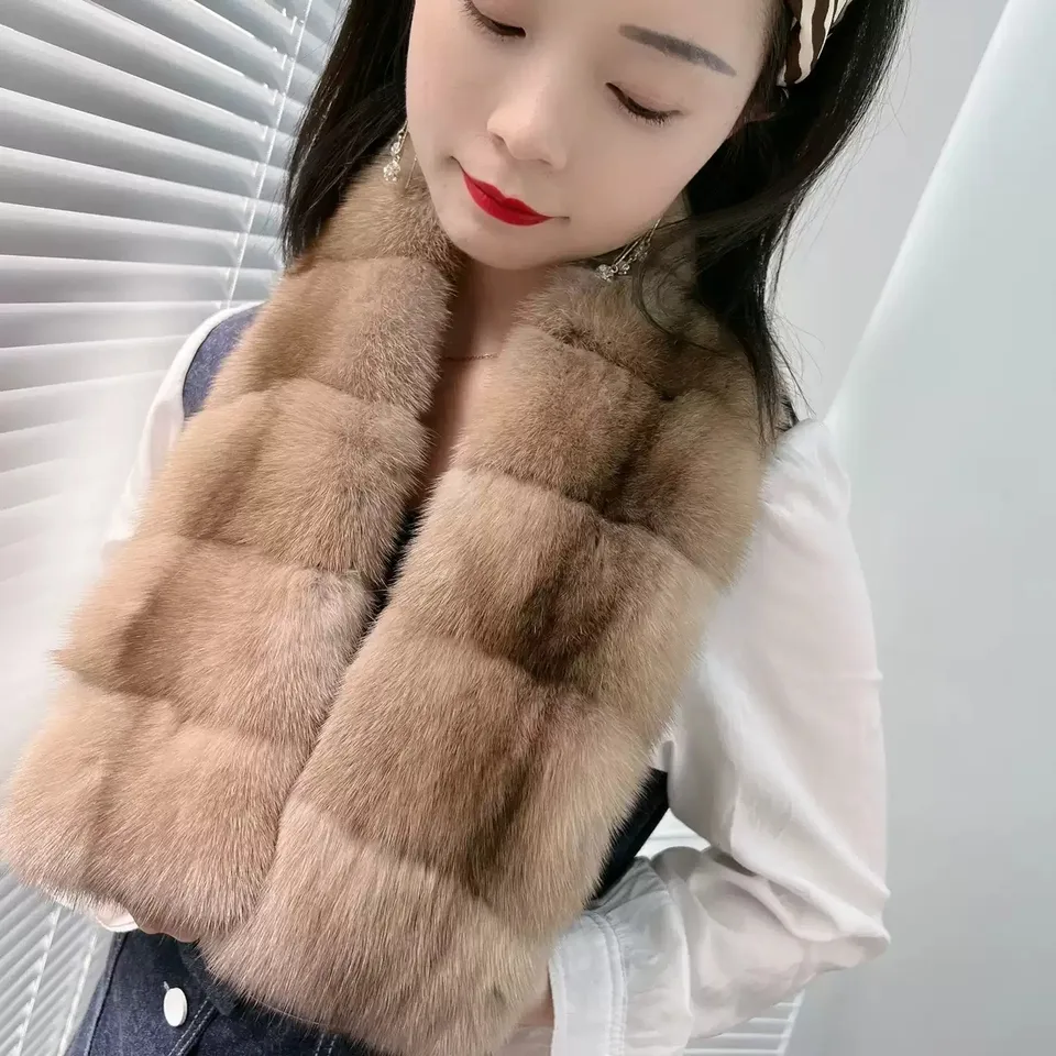 Prírodné ruské sable šatky Dámske originálne ruské soboty s kožušinovým teplom Sable Fur Fur Dámsky tlmič Sable kožušina Collar Shawl Wrap