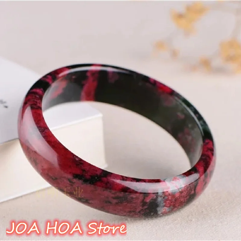 Prírodné ružové čierne kvetiny Gemstone Jade náramok originálne šperky