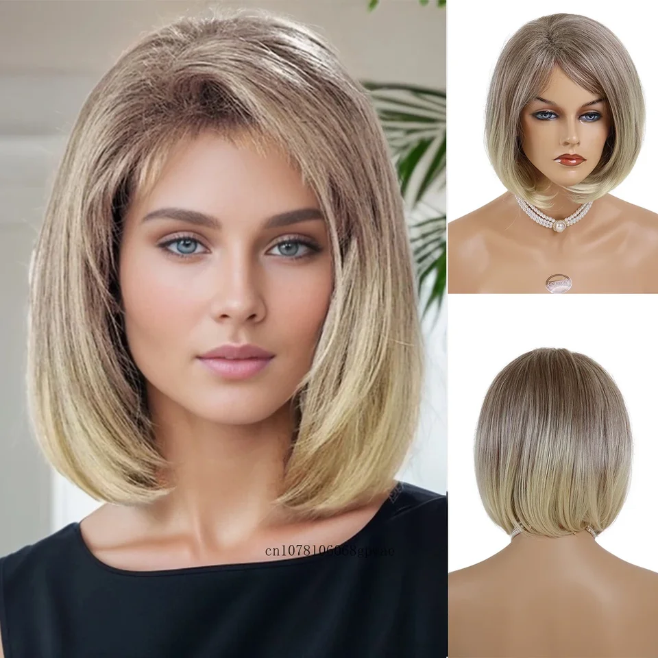 Prírodné syntetické vlasy ombre hnedé blondínky pre ženy dám