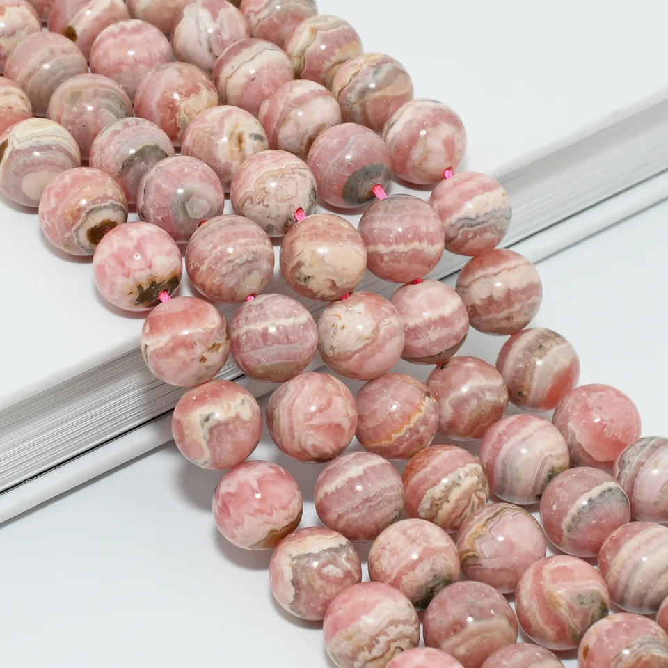 Prírodné voľné guľôčkové korálky Rhodochrosite 10,5 mm-10,8 mm