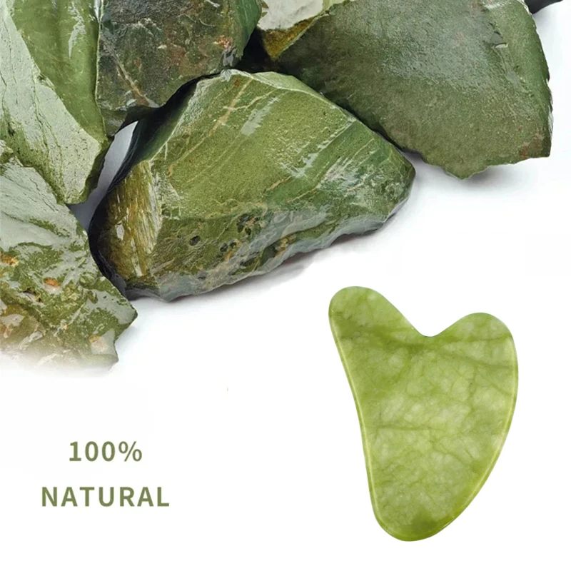 Prírodné xiuyu v tvare srdca Guasha Stone Scraping Board Jade Massager Face Spa Akupunktúra pleť Krása masáž masáže tváre