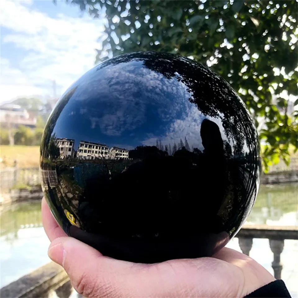 Prírodné čierne obsidian 30-100 mm ázijské gule Quartz Crystal Magic Gall Lieda reiki rockové kamenné zbierky bez základne
