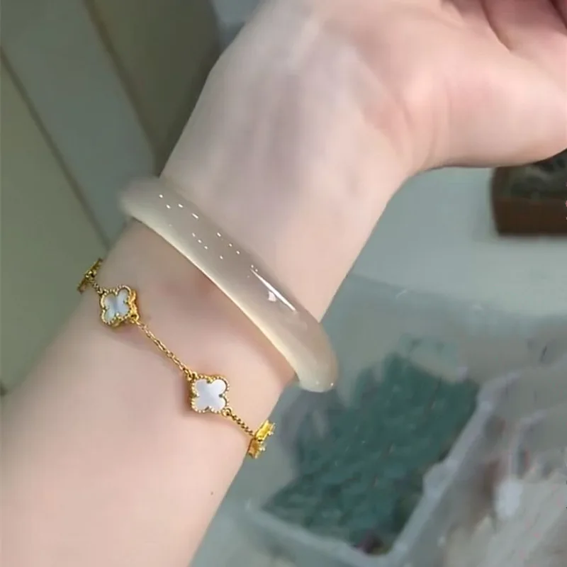 Prírodné šampanské zlaté acháty Transparentné chalcedóniu Žena s vysokým ľadom biely mesačný svit jade b jade b