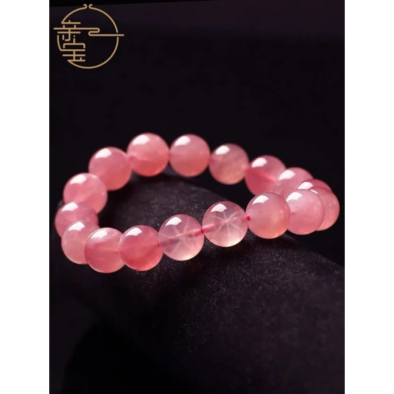 Prírodné šesťpolinkované hviezdne svetlo ružové dámske dámske Ross Quartz Madagaskar Crystal náramok