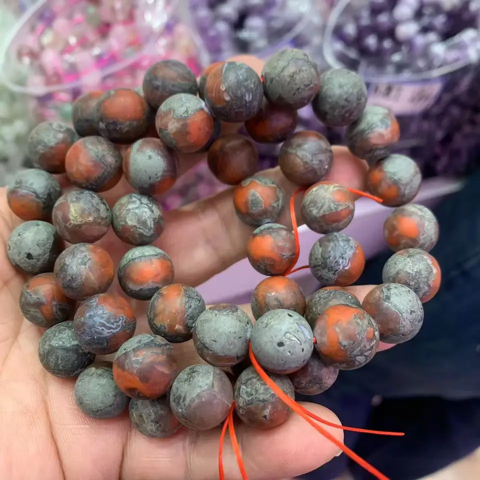 Prírodné železo Red Achate Coral Jade náramok módny krištáľový drahokam
