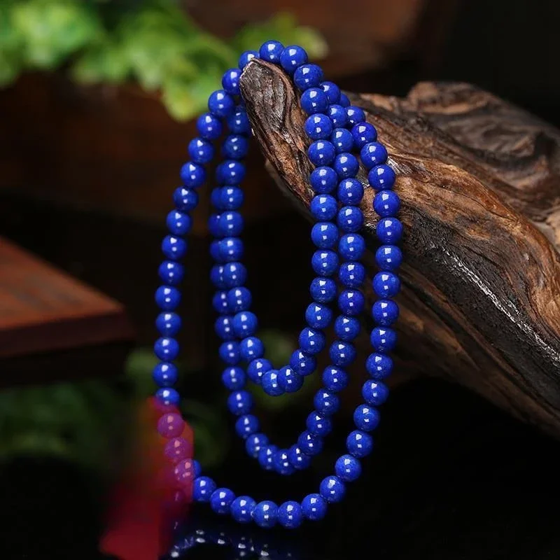 Prírodný 7a afganský lapis lazuli 108 korálky Buddha náramok cisár Blue Multi-vrstvový korálkový modlitebný náramok pre mužov a ženy