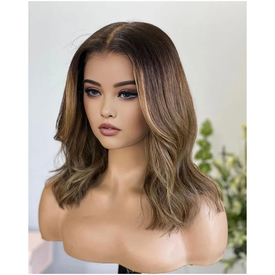 Prírodný bob dlhý 28inch Highlght Blonde 5x5 Hodvábna vlna Base Židovské ľudské vlasy parochňu detské vlasy HD čipky európske vlasy vopred vopred
