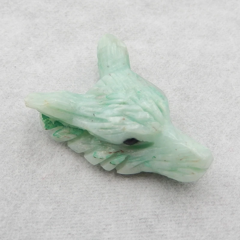Prírodný drahokam Chrysocolla Ručné rezanie Vyrezávaný prívesok vlk hlava Šťastie šperky DIY náhrdelník