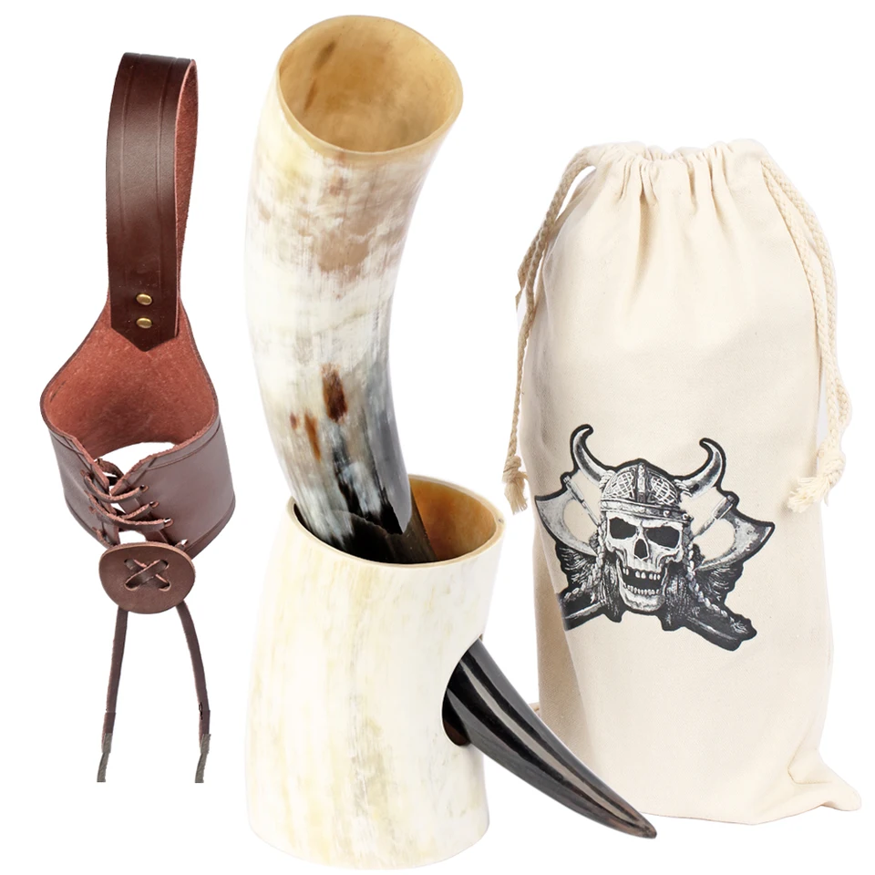 Prírodný hrnček na hrnček na roh Viking pitie piva tankard