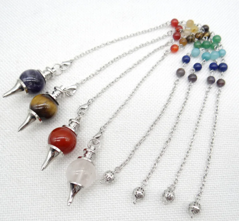 Prírodný kamenný kremeň krištáľový tiger eye lapis 7 Čakra reiki liečivý kruh kúzlo kužeľa prívesok kyvadlové kyvadlo Doting Divince 1pc