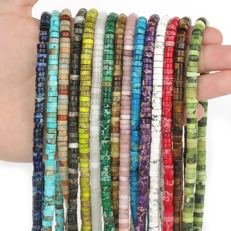 Prírodný kameň 3x6mm rondelle korálky tyrkysové kremeň Jasper Ploché guľky korálky pre šperky výroby DIY náramky
