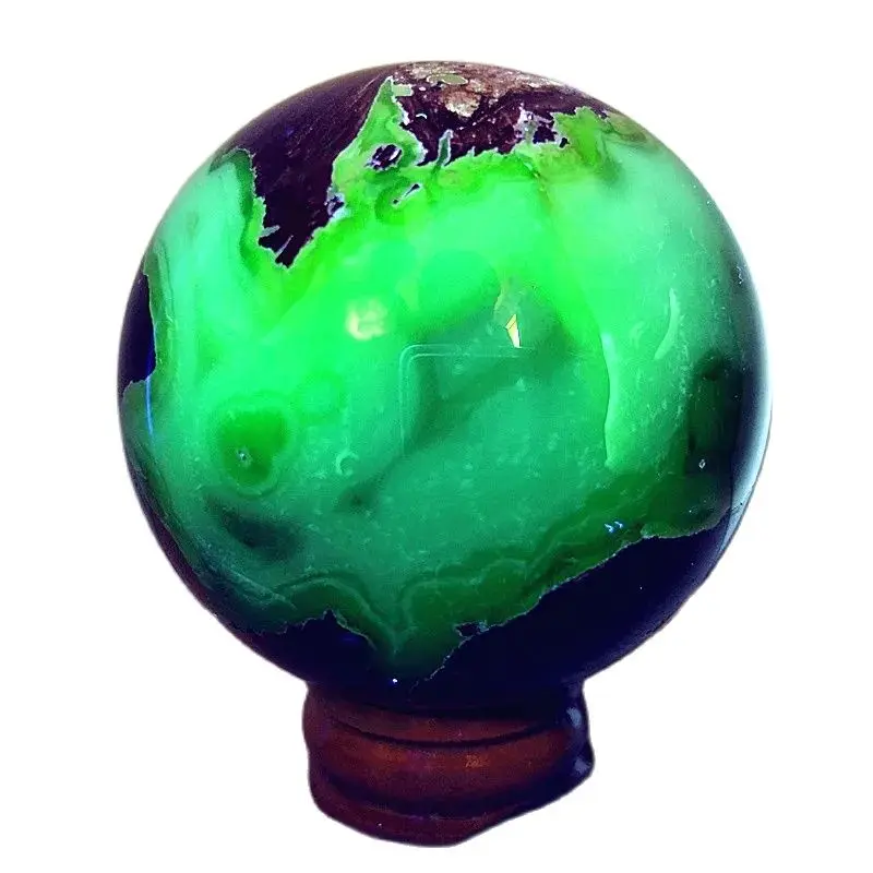 Prírodný kameň fluorescenčný agát krištáľový guľôčkový drahokam gemstone gule feng shui wicca energetický duchovný reiki liečivé kryštály Home deco