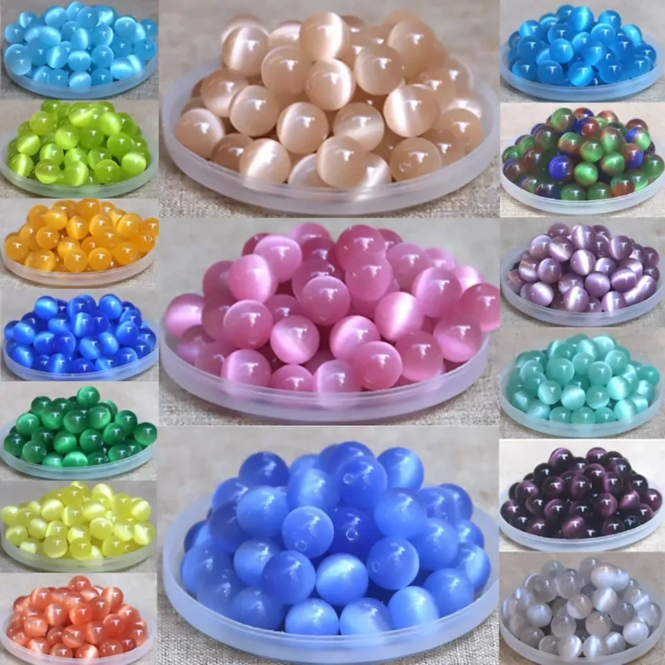 Prírodný kameň ružový biely mesačný kameň mačacie korálky pre šperky, vďaka čomu sú náhrdelné náramky náramky Opal DIY kúzlo náramky