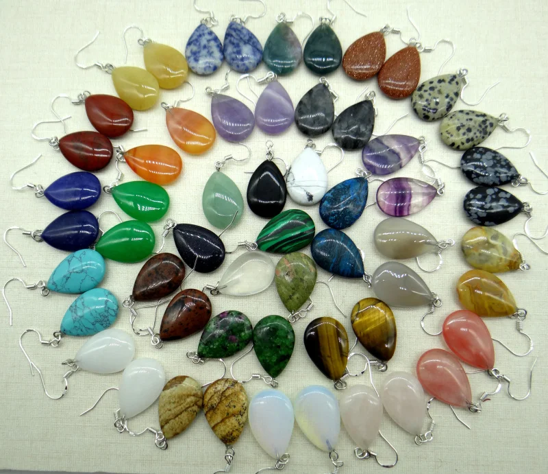 Prírodný kameň tyrkysové kremenné krištáľové tiger eye opal vodné kvapky náušnice prívesok pre kutilské šperky výroby náušníc