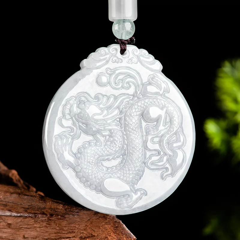 Prírodný mjanmarsko Jade Dragon Značka Teng Shengshi Zodiac Pendant Ice Jadeite Muž ženský šperk Drop Doprava