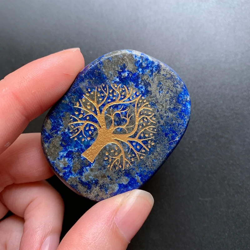 Prírodný modrý lapis lazuli rodokmeň života Palmový kameň meditácia Palmstone Duchovné liečivé kryštály Domáce dekorácie 1pc