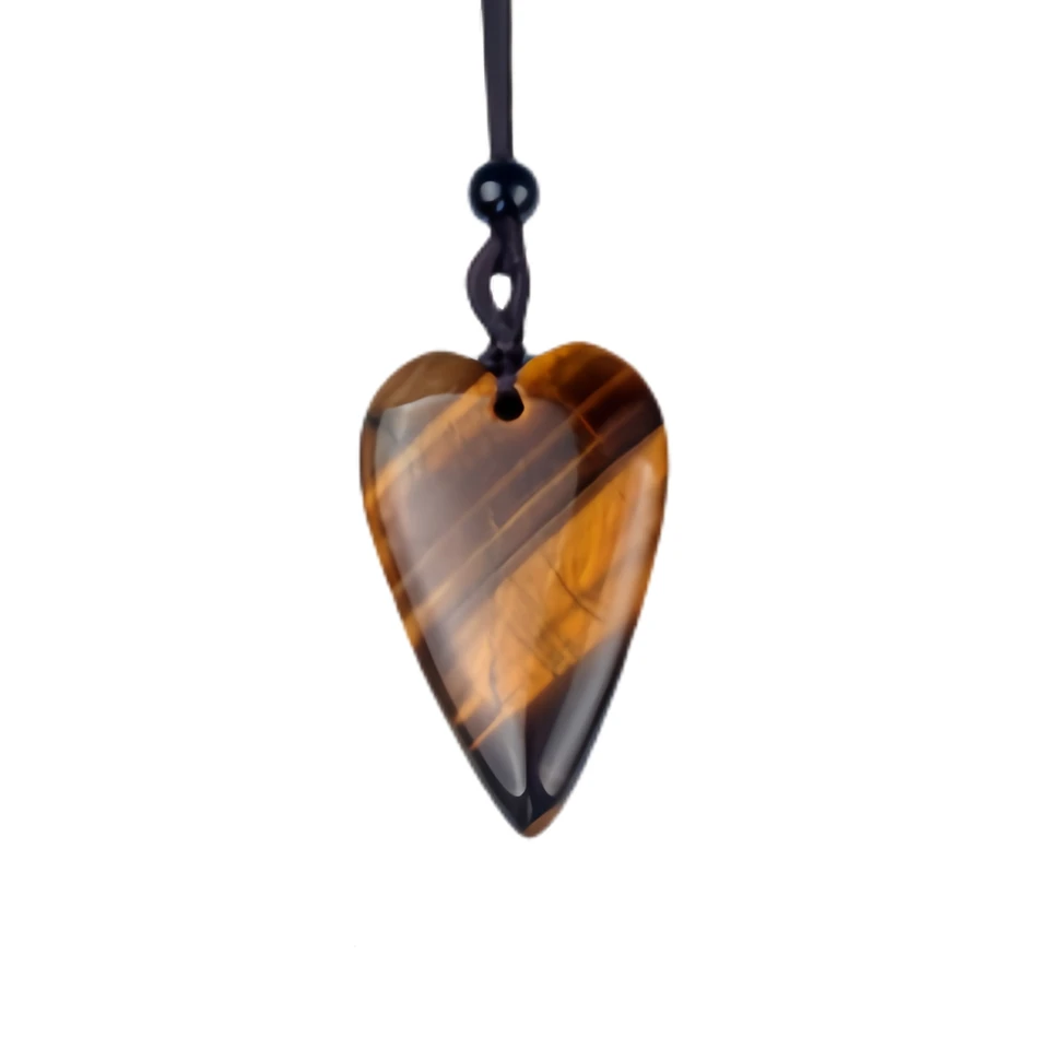 Prírodný náhrdelník s srdcom Tiger Eye Heart pre ženy Meni nastaviteľné lano retiazky Liečenie Čakra krištáľová slza 25x40 mm šperky s chokerom