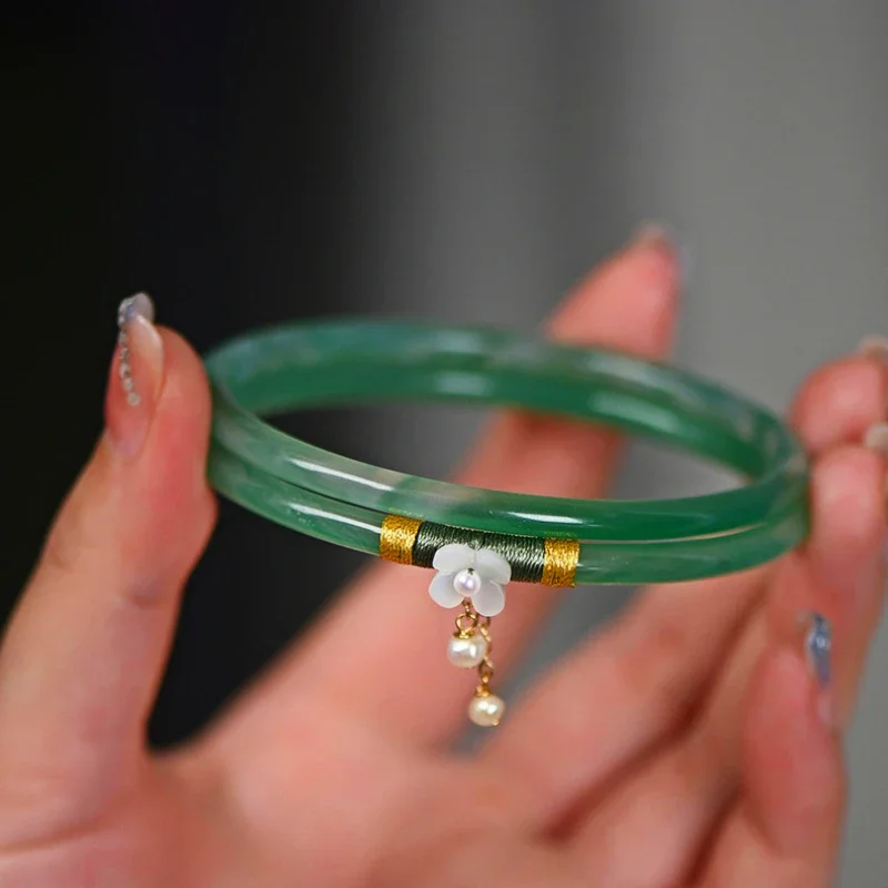 Prírodný zelený jade náramok ruky autentické ručne vyrezávané kúzlo šperky doplnky módne amulet šťastné darčeky pre mužov a ženy