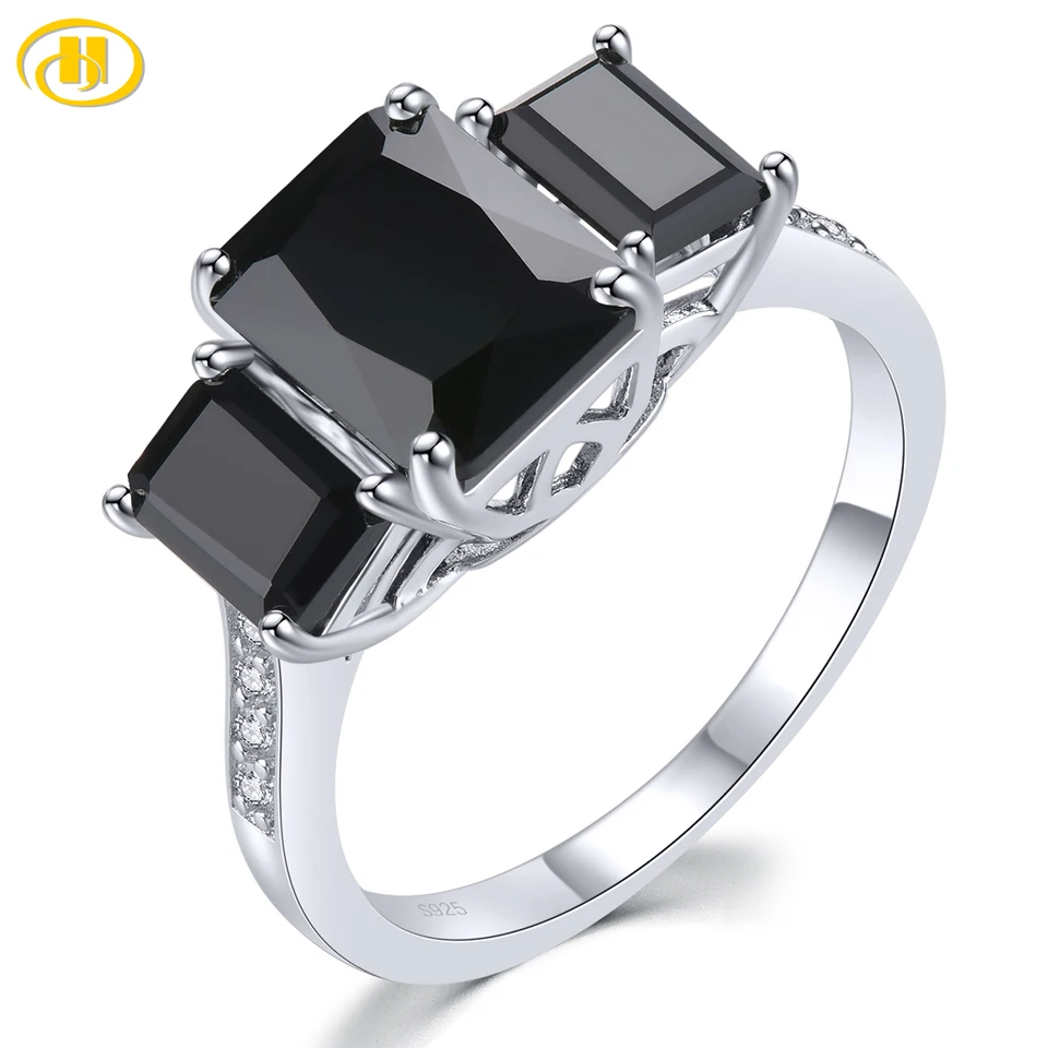 Prírodný čierny spinel Sterling Silver Rings 4 Carats Originálny drahokam dámsky klasický dámsky dizajn obchodného dizajnu Nový rok darček